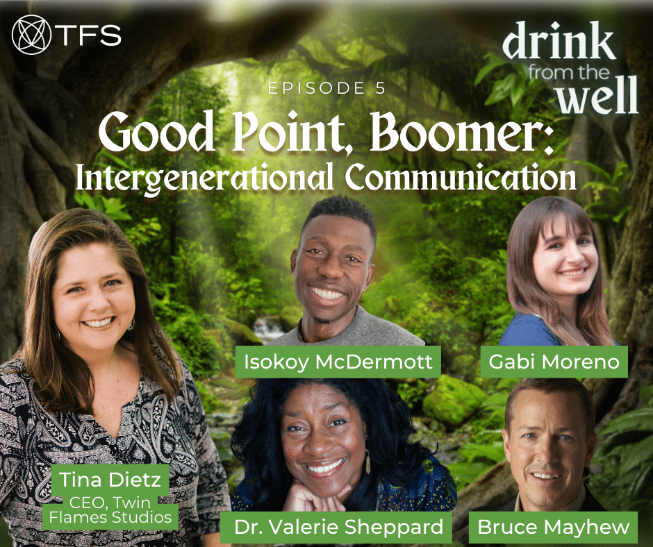 Good Point, Boomer Feature Image with images of Tina Dietz and guests, Isokoy McDermott, Gabi Moreno, Dr. Valerie Sheppard, and Bruce Mayhew