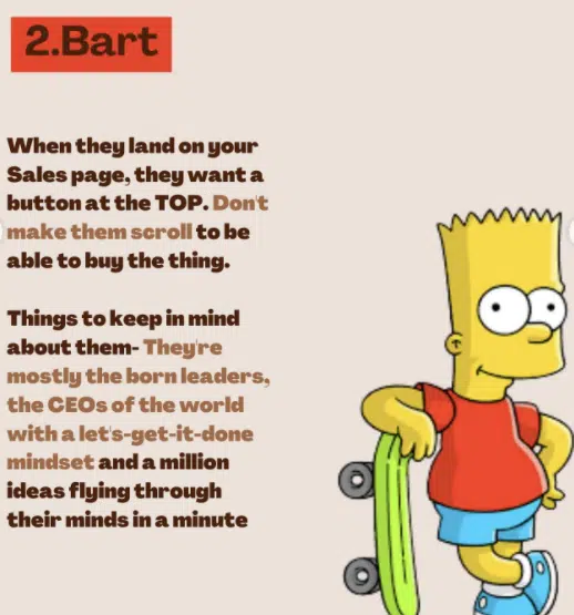 Image of Bart leaning on skateboard with text describing fast decision makers